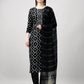 Jyoti Fashion Women's Black Rayon Printed with Embroidered Kurta Set | Swadesiicart