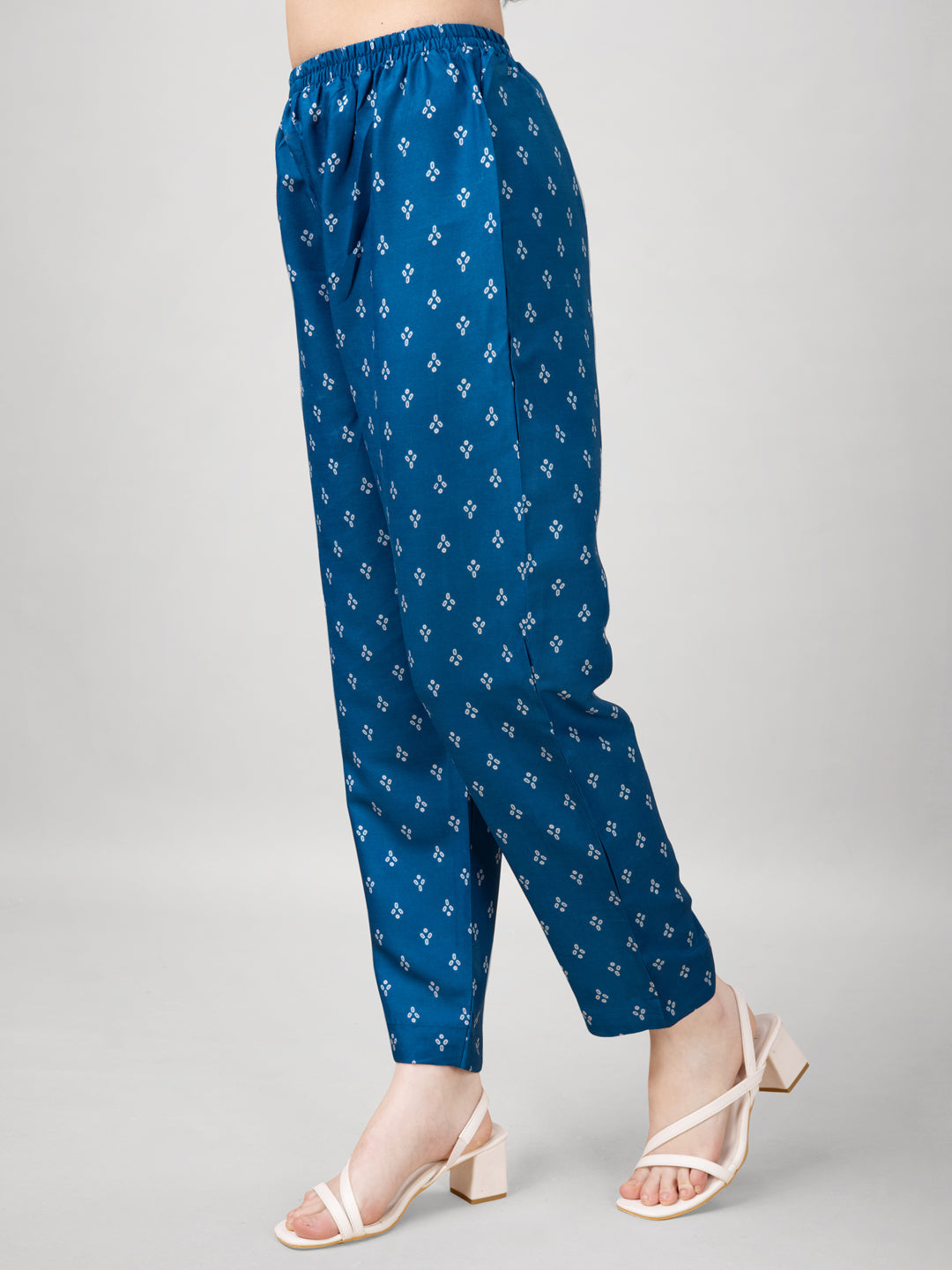 Jyoti Fashion Women's Blue Rayon Printed with Embroidered Kurta Set | Swadesiicart