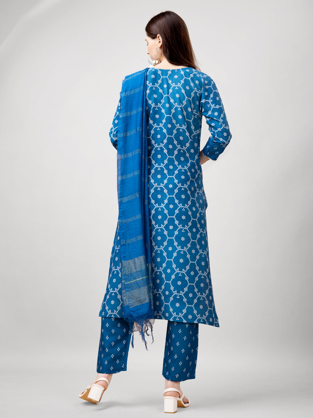 Jyoti Fashion Women's Blue Rayon Printed with Embroidered Kurta Set | Swadesiicart