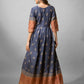 Jyoti Fashion Women's Denim Blue Rayon Abstract Printed Designer Anarkali Dress | Swadesiicart