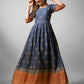 Jyoti Fashion Women's Denim Blue Rayon Abstract Printed Designer Anarkali Dress | Swadesiicart