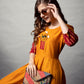 Jyoti Fashion Women's Mustard Rayon Abstract Printed Designer Anarkali Dress | Swadesiicart