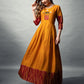 Jyoti Fashion Women's Mustard Rayon Abstract Printed Designer Anarkali Dress | Swadesiicart