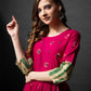 Jyoti Fashion Women's Pink Rayon Abstract Printed Designer Anarkali Dress | Swadesiicart