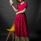 Jyoti Fashion Women's Pink Rayon Abstract Printed Designer Anarkali Dress | Swadesiicart