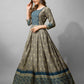 Jyoti Fashion Women's Grey Cotton Blend Printed Designer Anarkali Dress | Swadesiicart
