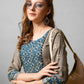 Jyoti Fashion Women's Grey Cotton Blend Printed Designer Anarkali Dress | Swadesiicart