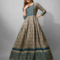 Jyoti Fashion Women's Grey Cotton Blend Printed Designer Anarkali Dress | Swadesiicart