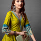 Jyoti Fashion Women's Parrot Green Cotton Blend Printed Designer Anarkali Dress | Swadesiicart