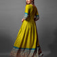 Jyoti Fashion Women's Parrot Green Cotton Blend Printed Designer Anarkali Dress | Swadesiicart