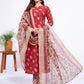 Jyoti Fashion Women's Red Cotton Blend Printed Designer Kurta Set with Dupatta - Swadesiicart