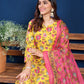 Jyoti Fashion Women's Yellow Cotton Blend Printed Designer Kurta Set with Dupatta - Swadesiicart