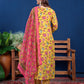Jyoti Fashion Women's Yellow Cotton Blend Printed Designer Kurta Set with Dupatta - Swadesiicart