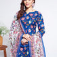 Jyoti Fashion Women's Blue Cotton Blend Printed Designer Kurta Set with Dupatta - Swadesiicart