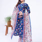 Jyoti Fashion Women's Blue Cotton Blend Printed Designer Kurta Set with Dupatta - Swadesiicart