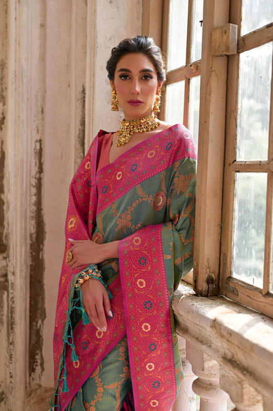 Jyoti Fashion Women's Rama Banarasi Silk Zari Woven Traditional Saree with Blouse | Swadesiicart