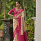 Jyoti Fashion Women's Cream Banarasi Silk Zari Woven Traditional Saree with Blouse | Swadesiicart