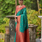 Jyoti Fashion Women's Rama Banarasi Silk Zari Woven Traditional Saree with Blouse | Swadesiicart