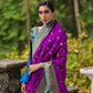 Jyoti Fashion Women's Purple Banarasi Silk Zari Woven Traditional Saree with Blouse | Swadesiicart