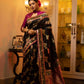 Jyoti Fashion Women's Black Soft Banarasi Silk Zari Woven Traditional Saree with Blouse | Swadesiicart