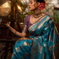 Jyoti Fashion Women's Firozi Soft Banarasi Silk Zari Woven Traditional Saree with Blouse | Swadesiicart