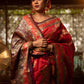 Jyoti Fashion Women's Red Soft Banarasi Silk Zari Woven Traditional Saree with Blouse | Swadesiicart