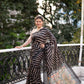 Jyoti Fashion Women's Black Tussar Silk Leheriya Print with Zari Border Saree with Blouse | Swadesiicart