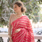 Jyoti Fashion Women's Gajri Tussar Silk Leheriya Print with Zari Border Saree with Blouse | Swadesiicart