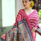 Jyoti Fashion Women's Pink Tussar Silk Leheriya Print with Zari Border Saree with Blouse | Swadesiicart