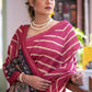 Jyoti Fashion Women's Pink Tussar Silk Leheriya Print with Zari Border Saree with Blouse | Swadesiicart