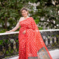 Jyoti Fashion Women's Red Tussar Silk Leheriya Print with Zari Border Saree with Blouse | Swadesiicart