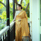 Jyoti Fashion Women's Yellow Tussar Silk Leheriya Print with Zari Border Saree with Blouse | Swadesiicart