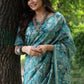 Jyoti Fashion Women's Sky Blue Soft Tussar Silk Printed and Zari Woven Saree with Blouse | Swadesiicart