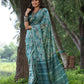 Jyoti Fashion Women's Sky Blue Soft Tussar Silk Printed and Zari Woven Saree with Blouse | Swadesiicart