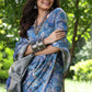 Jyoti Fashion Women's Blue Soft Tussar Silk Printed and Zari Woven Saree with Blouse | Swadesiicart