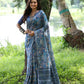 Jyoti Fashion Women's Blue Soft Tussar Silk Printed and Zari Woven Saree with Blouse | Swadesiicart