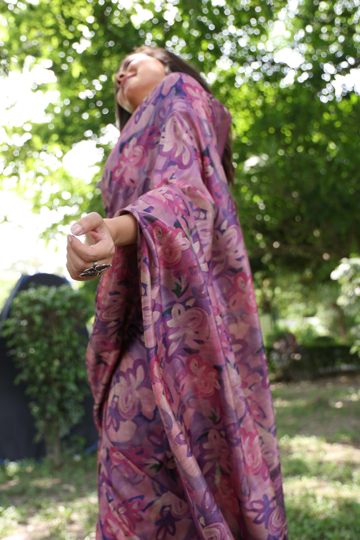 Jyoti Fashion Women's Purple Soft Tussar Silk Printed and Zari Woven Saree with Blouse | Swadesiicart