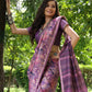 Jyoti Fashion Women's Purple Soft Tussar Silk Printed and Zari Woven Saree with Blouse | Swadesiicart