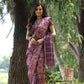 Jyoti Fashion Women's Purple Soft Tussar Silk Printed and Zari Woven Saree with Blouse | Swadesiicart