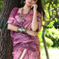Jyoti Fashion Women's Wine Soft Tussar Silk Printed and Zari Woven Saree with Blouse | Swadesiicart