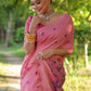 Jyoti Fashion Women's Pink Soft Muga Cotton Floral Weaving Traditional Saree with Blouse | Swadesiicart