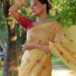 Jyoti Fashion Women's Mustard Soft Muga Cotton Floral Weaving Traditional Saree with Blouse | Swadesiicart