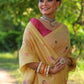 Jyoti Fashion Women's Mustard Soft Muga Cotton Floral Weaving Traditional Saree with Blouse | Swadesiicart
