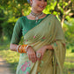 Jyoti Fashion Women's Sea Green Soft Muga Cotton Floral Weaving Traditional Saree with Blouse | Swadesiicart