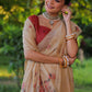 Jyoti Fashion Women's Beige Soft Muga Cotton Floral Weaving Traditional Saree with Blouse | Swadesiicart