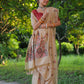 Jyoti Fashion Women's Beige Soft Muga Cotton Floral Weaving Traditional Saree with Blouse | Swadesiicart