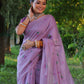 Jyoti Fashion Women's Purple Soft Muga Cotton Floral Weaving Traditional Saree with Blouse | Swadesiicart