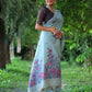 Jyoti Fashion Women's Sky Blue Soft Muga Cotton Floral Weaving Traditional Saree with Blouse | Swadesiicart