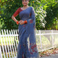 Jyoti Fashion Women's Blue Soft Muga Cotton Resham Jamdani Weaving Traditional Saree with Blouse | Swadesiicart