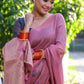 Jyoti Fashion Women's Pink Soft Muga Cotton Resham Jamdani Weaving Traditional Saree with Blouse | Swadesiicart